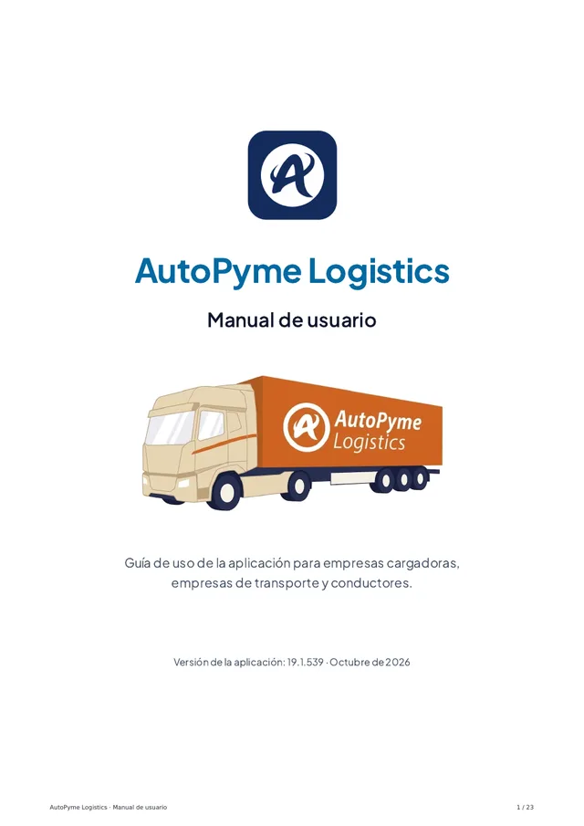 Portada del manual de usuario de AutoPyme Logistics